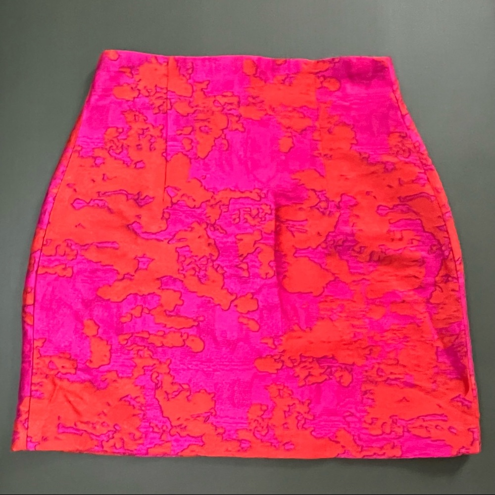 Hot pink & orange mini skirt, satin lined Hutch Anthropologie size 0
